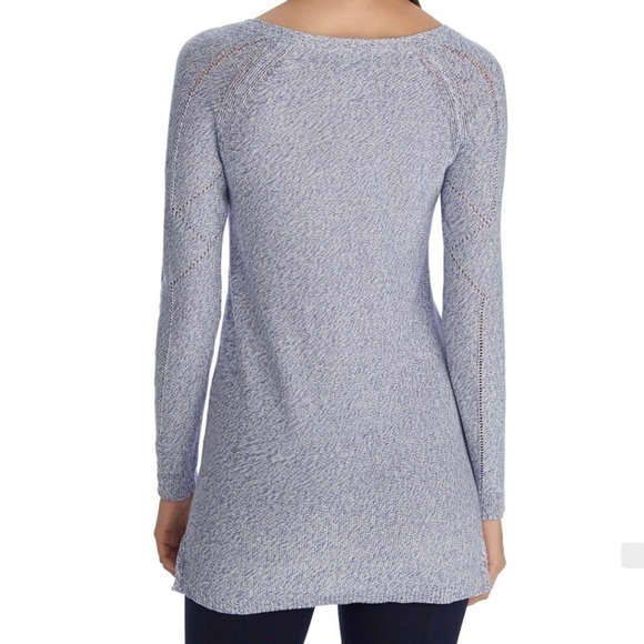 WHBM V-neck Blue with Silver Accents Raglan Sleeve Tunic Pullover Sz S - Picture 3 of 7